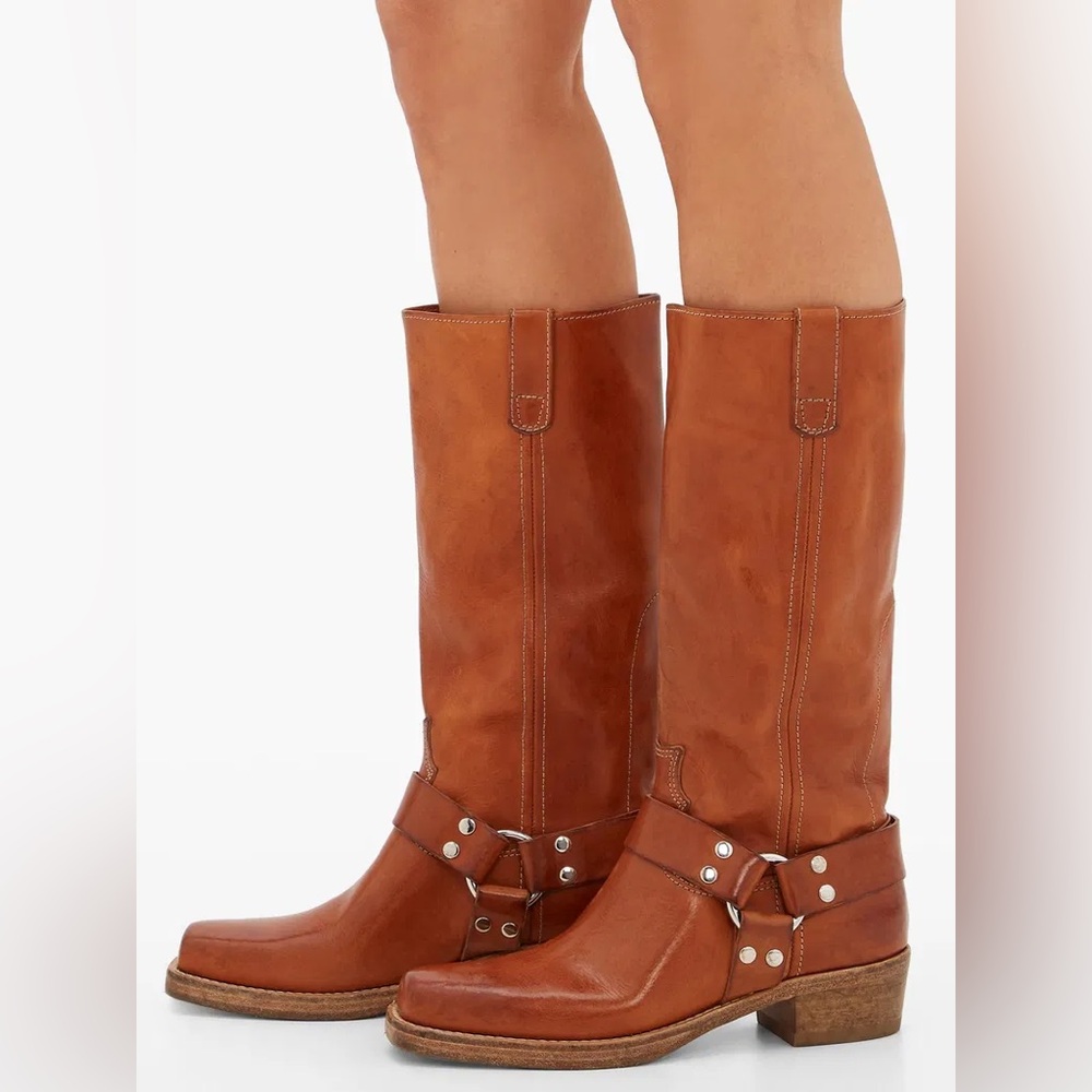 Re/done Brown Leather Knee-High Boots